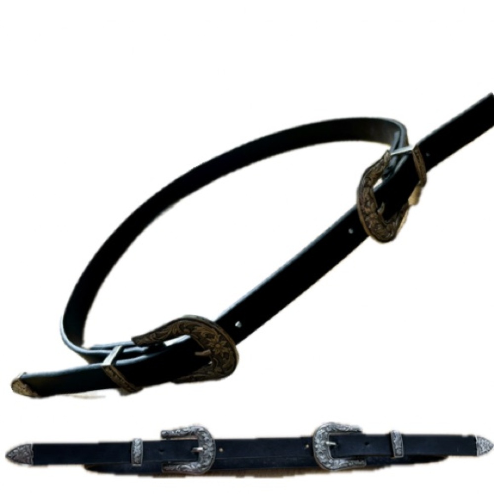 Double sided vintage black belt